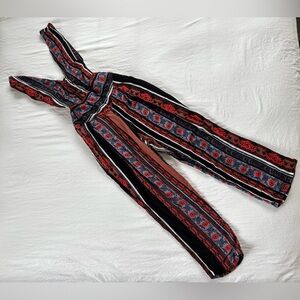 Striped Jumpsuit with Red and Black Pattern